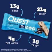 Quest Protein Bar, Cookies & Cream, 21g Protein, Gluten Free, 4 Count