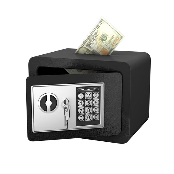 Home Safes Secure Safe With Key And Password Money Home Safe, 0.23 Cubic Feet Small Safe, Mini Storage Cabinet, Suitable For Home Use, Can Store Money, Documents, And Valuable Items,Waterproof Safes