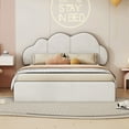 thumbnail image 2 of Queen Size Upholstered Bed With Charming Cloud-shaped Headboard In Beige - Fabric, Construction, Bedroom Style Comfortable , Robust Structure, Ambiance Creation, 2 of 6