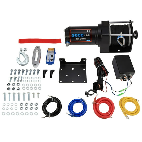 CCIYU Durable 12V 4500LBS Electric Winch Synthetic Rope Truck Trailer Tow Off Road 4WD