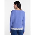 thumbnail image 3 of No Boundaries V-Neck Pullover Sweater with Lace Trim, Women's, Sizes XS-XXXL, 3 of 5