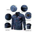 thumbnail image 4 of Frontwalk Men Denim Jacket Long Sleeve Coat Lapel Neck Trucker Jackets Casual Outwear Button Down Navy Blue M, 4 of 6