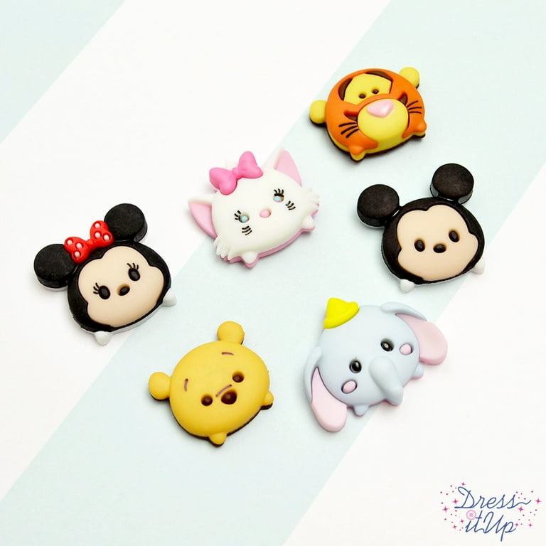 Dress It Up Buttons, Tsum Tsum Disney Characters, Craft Fasteners, Multi  Color, 6 pcs