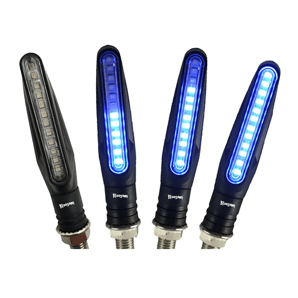 Set 4pz Direccionales Bloosom Led Moto Secuencial Motocicleta Azul