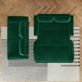 thumbnail image 5 of 73.2 Inch Queen Pull Out Sofa Bed, 3-in-1 Convertible Sleeper Velvet Loveseat for Living Room, Guest Room, Green, 5 of 12
