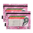 thumbnail image 2 of 2 Pack Flip Folders with Clear PVC Window Binder Pouches 3-Ring Binder Organizer for Office & Home Pink Glitter Background, 2 of 6