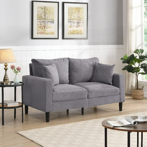 Wooden Frame 2 Seat Loveseat Sofa, 57" Size, Comfy for Small Spaces, Versatile for Multiple Rooms