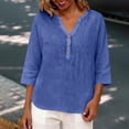 thumbnail image 7 of Womens 3/4 Sleeve Summer Tops Vintage Tunic Womens Casual Tops Breathable Summer Tee Womens Plus Size Linen Tops Work Clothes Cute Tunic Tee Loose Fit Shirts Peasant Tops for Women Purple 2XL, 7 of 7