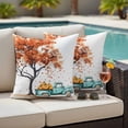 thumbnail image 4 of Orange Tree Fall Outdoor Waterproof Pillow Covers, Vintage Teal Truck Thanksgiving Pumpkin Decorative Square Throw Pillowcase Sofa Cushion Sham for Patio/Couch/Chair, 24"x24" 2 Pack, 4 of 8