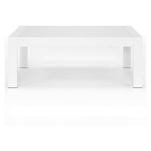 Aluminum Outdoor Coffee Table, All-Weather Rectangle Metal Patio Coffee Table Furniture for Balcony, Garden, Indoor or Outdoor Use, White