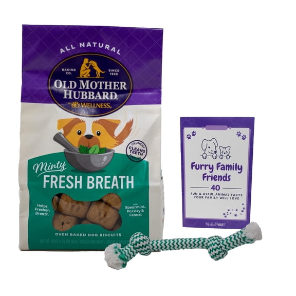 Old Mother Hubbard Fresh Breath Dog Treats, Minty Oven-Baked Biscuits   Rope Toy & MerlinsMart Zine