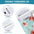 thumbnail image 5 of 40 oz Tumbler With Handle Stainless Steel Insulated Tumbler With Lid for Car Cup Holder Watercolor Coral Pink Flowers, 5 of 9