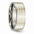 thumbnail image 4 of Titanium 14k Yellow-Inlay Flat 8mm Men's Wedding Band Ring Size 8.5, 4 of 7