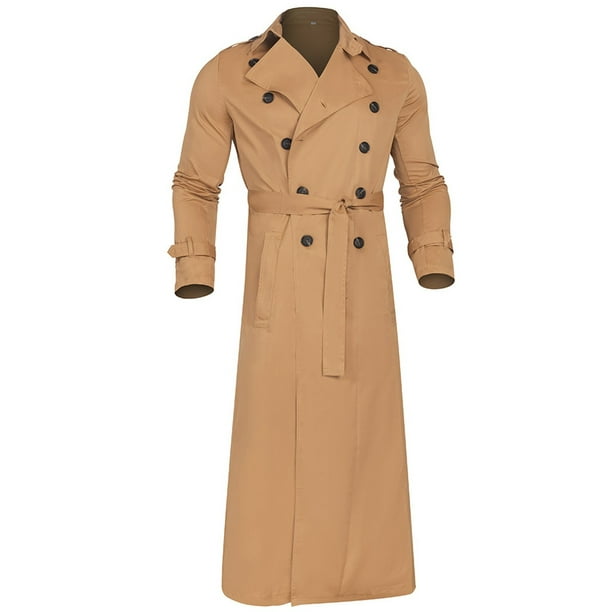 XFLWAM Men Trench Coat Winter,Double Breasted Oversized Light Casual ...