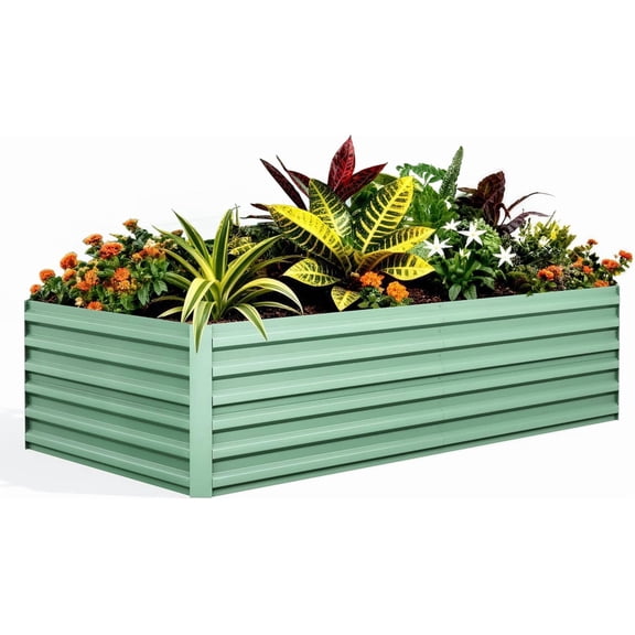 1PC 0.5mm 6x3x2ft Galvanized Raised Garden Bed Outdoor,Rust-Resistant Raised Garden Beds for Gardening, Easy Assembly Outdoor Garden Box & Planters,Green