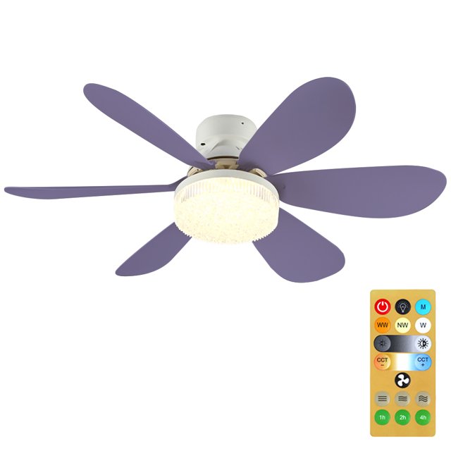 Lámpara de ventilador LED con base E26/E27, luz de ventilador de techo de 30W, 86V-265V para sala de estar y cocina