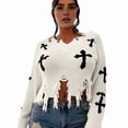 thumbnail image 6 of Women'S Ripped Knitted Cropped Sweater for Party Clubwear with Long Sleeves White 2 One Size, 6 of 8