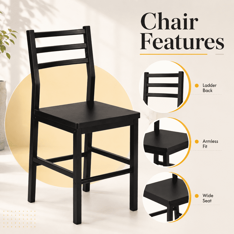 Lacoo 3 Piece Dining Table Set for 2, Small Kitchen Table and 2 Chairs, Space Saving Dining Room Table Set for Apartment, Breakfast Nook, Black
