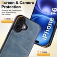thumbnail image 6 of for iPhone 16 Plus Wallet Phone Case with Card Holder, [RFID Blocking PU Leather Protection][Back Flip Magnetic Cases] Kickstand Shockproof Women Men Slim Cover for iPhone 16 Plus - Blue, 6 of 8