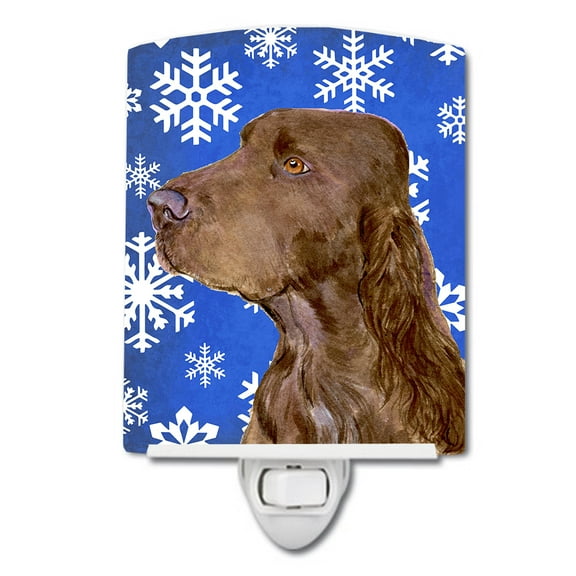 Caroline's Treasures SS4663CNL Field Spaniel Winter Snowflakes Holiday Ceramic Night Light, 6x4x3", multicolor