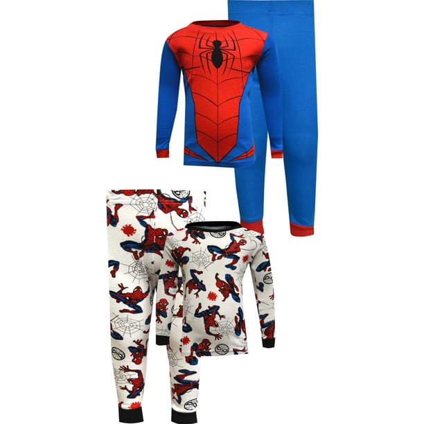 MARVEL Boys' Marvel Comics Spiderman 4 Piece Cotton Pajamas