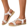 thumbnail image 3 of Ruyang Beach Sandals for Women Wedge Dressy Sandals Summer Comfortable Low Wedges Sandal Walking Ankle Strap Buckle Shoes, 3 of 8