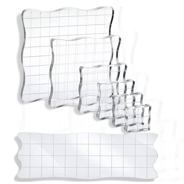 Bewildely Bloque de sellos, herramienta de estampado transparente acrílico con rejilla para manualidades de álbumes de recortes, manualidades DIY Artesanía Bewildely HA021310-00