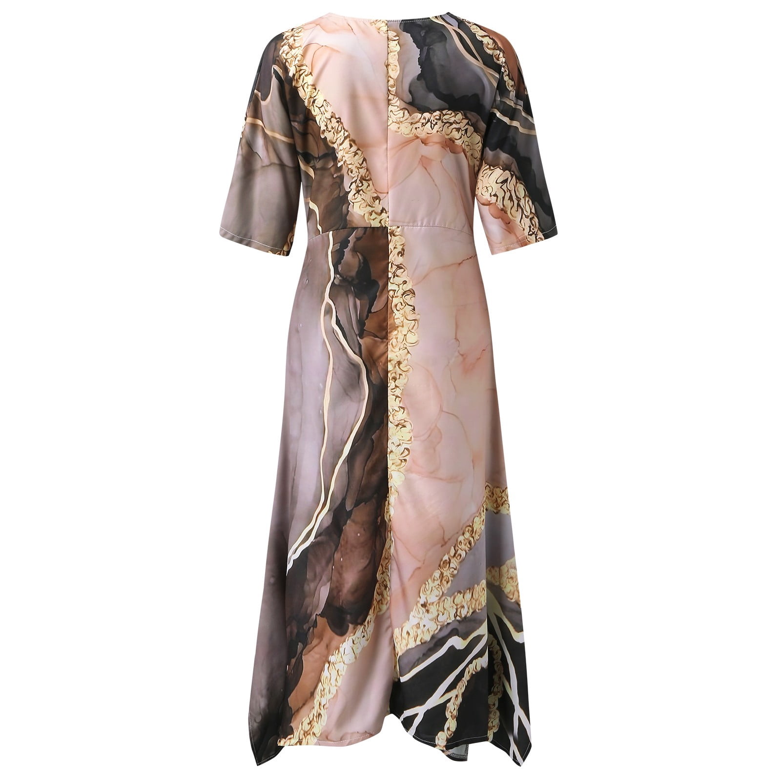 Jamsmile Womens Dress Summer Marble Floral Print Maxi Dresses Casual Half Sleeve Flowy Boho Holiday Long Tunic Sundress