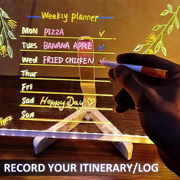 Led Drawing Board,Rewritable Memo Pad Led Drawing Board with 7 Pens, Wall Mounted or Stand Up,Acrylic Material for Kids and Adults (11.8in*7.8in )