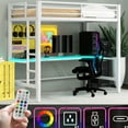 thumbnail image 2 of White Twin Metal Loft Bed with LED and Craft Desk / Convert Under - Bed to Craft Area, 2 of 2