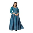 thumbnail image 4 of Teal Blue Color Traditional Designer Gown, Cultural Wear for Women, 309, 4 of 5