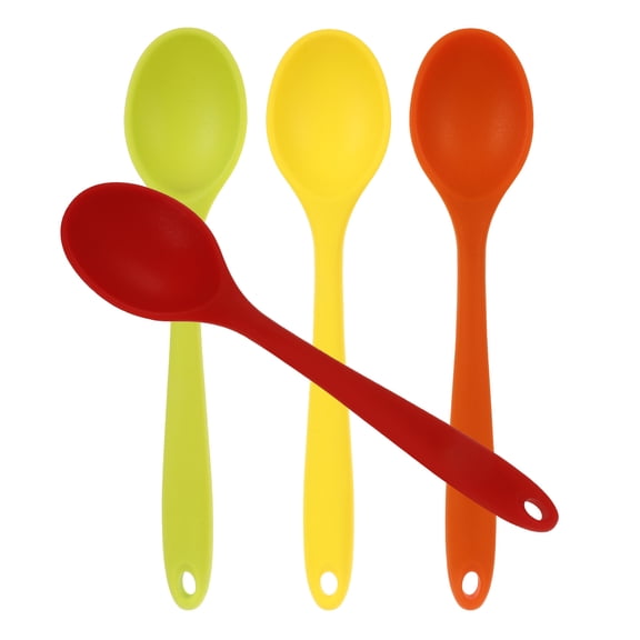 Healifty Silicone Cooking Spoons Ergonomic Handles Nonstick Cookware 4Pcs