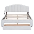 thumbnail image 4 of Bellemave LED Queen Size Bed Frame with Storage Drawers, Teddy Fleece Upholstered Platform Bed with USB Ports, Princess Bed with Light & Headboard, No Box Spring Needed (White), 4 of 8