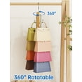 thumbnail image 5 of NiHome Wooden Purse Organizer for Closet, 8 Extra-Wide Metal Hooks Handbag Hanger, Space-Saving Hanging Bag Holder & Purse Rack for Closet Organization (Natural, 2 Pack), 5 of 9