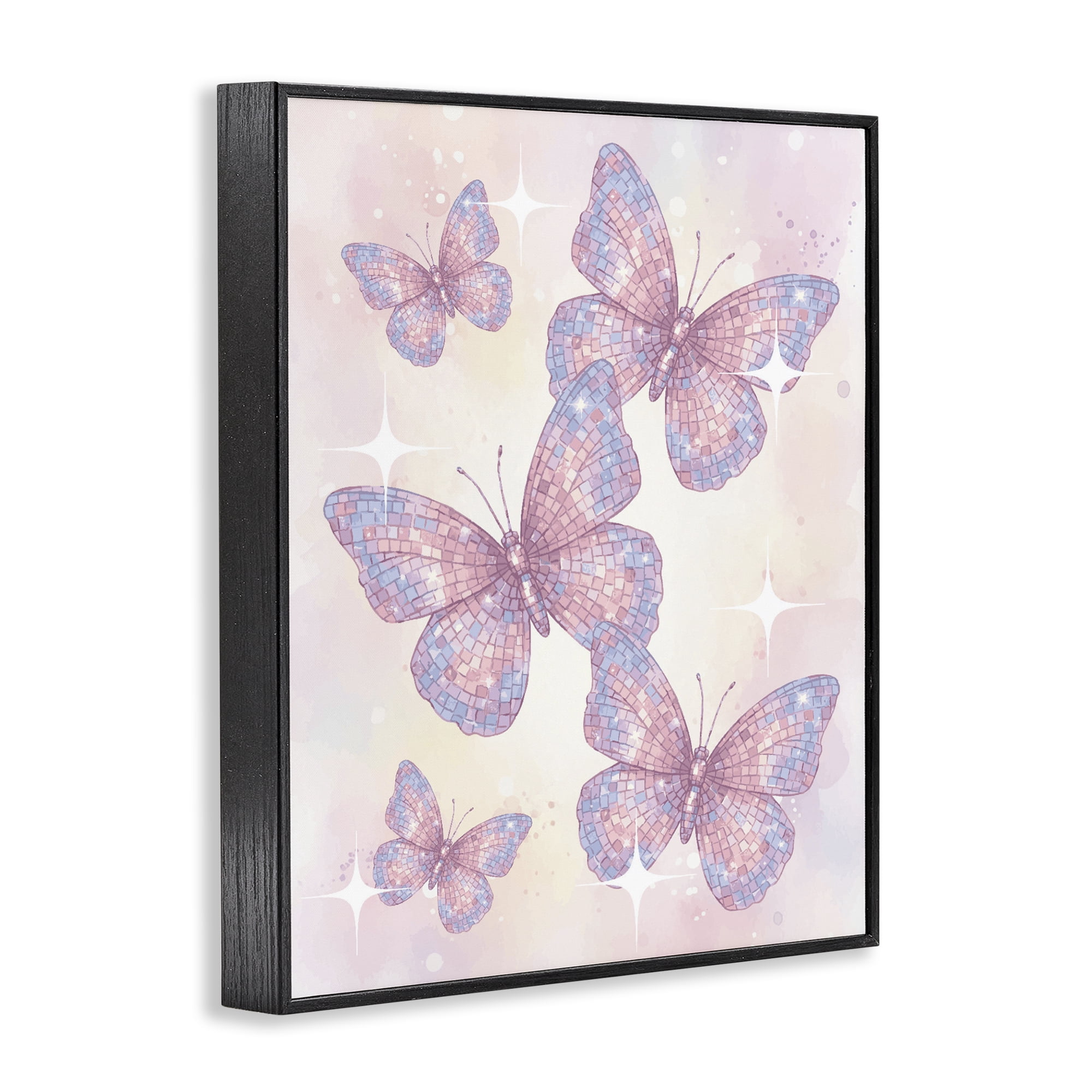 Stupell Industries Delicate Disco Butterfly Dance Black Framed Giclee Art, design by Lil' Rue