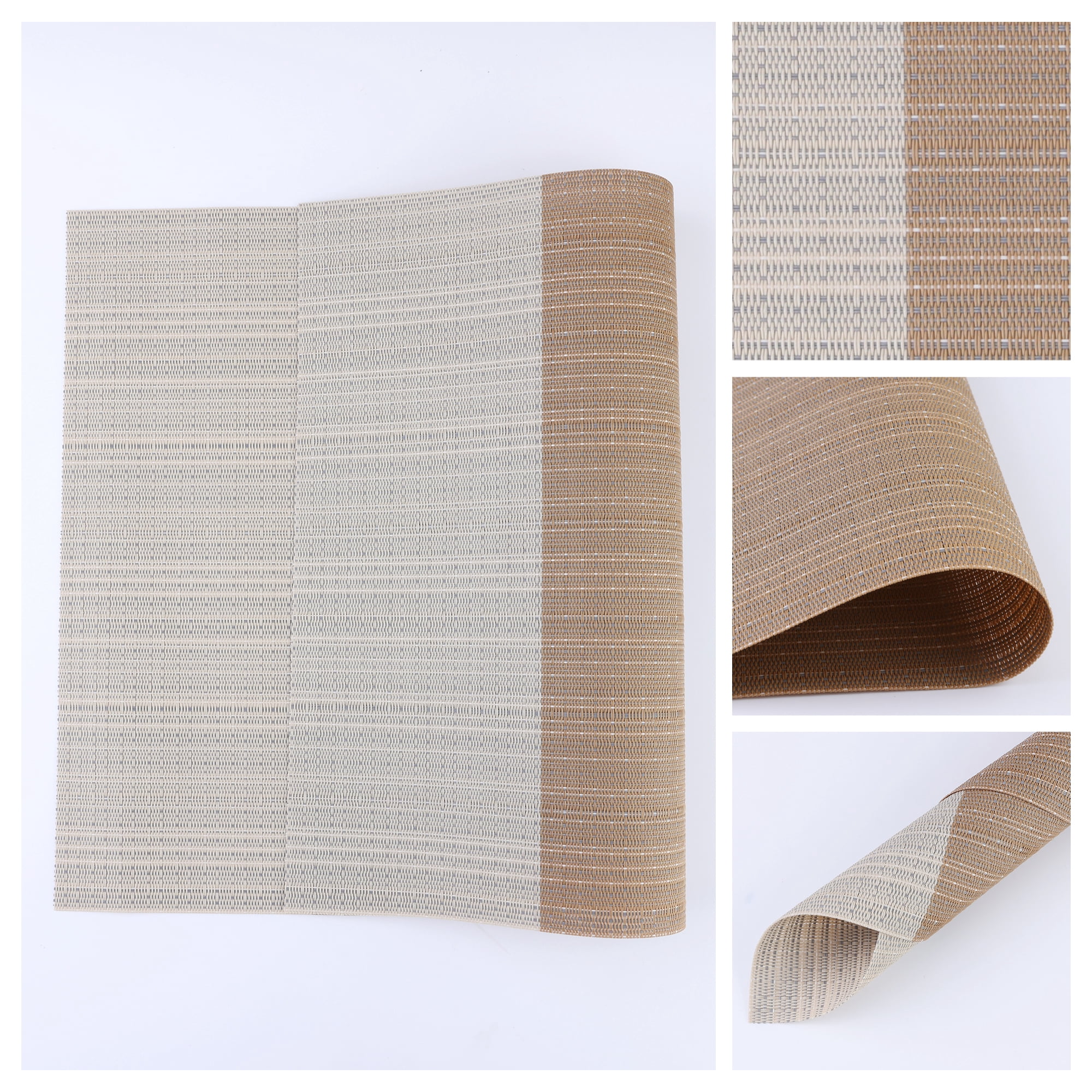 Unique Bargains Set of 6 Easy Clean Placemats for Kitchen Dining Table Decor Earth Yellow