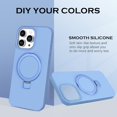 thumbnail image 4 of Case for iPhone 15 Pro Max 6.7-Inch,  [Compatible with Magsafe] with 0-150° Ring Holder Invisible Kickstand Slim Liquid Silicone Men Women Shockproof Protective Phone Cover, Blue, 4 of 9