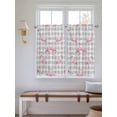 thumbnail image 2 of Pink Flamingo Bathroom Window Curtain, Summer Tropical Animals Grey Plaid Light Filtering Coffee Kitchen Curtains, Bedroom Living Room Curtains 2 Panel 84"x45", 2 of 6