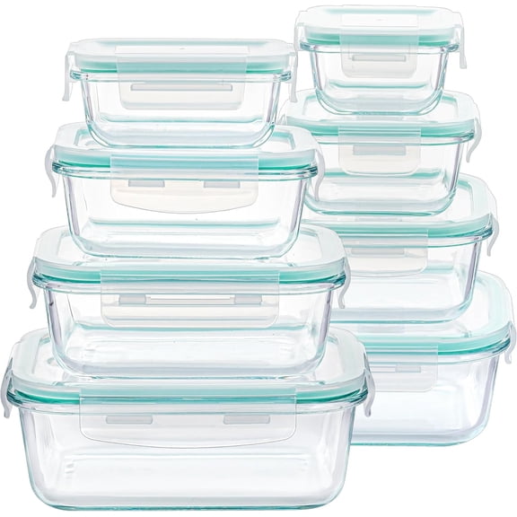 Carestrong 8 Pack Glass Meal Prep Containers with Airtight Lids, Meal Prep Containers Glass, Lunch Office Meal for Microwave, Oven, Freezer and Dishwasher, BPA Free