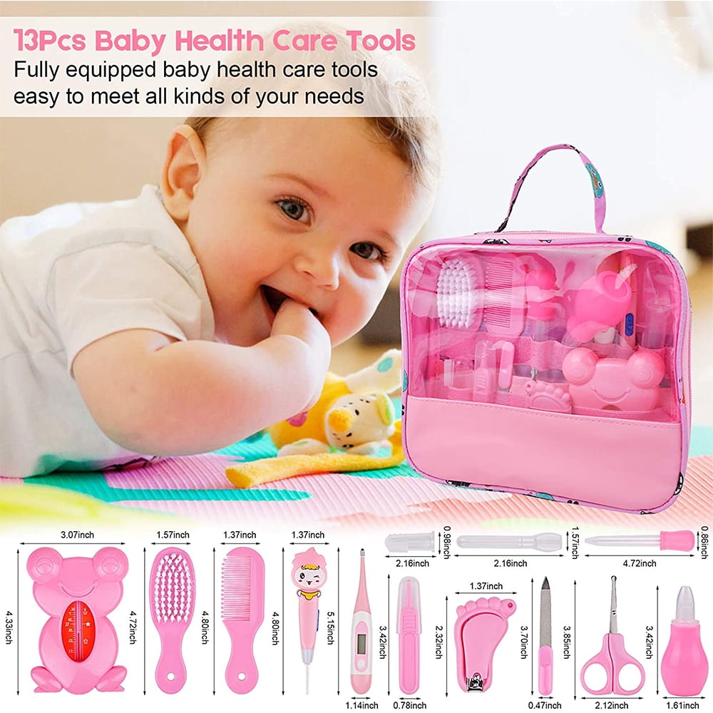 VONTER Baby Grooming Kit,13 in 1 Baby Health Care Kit,Newborn BabyCare Accessories,Baby Health Care Set Portable Baby Care Kit,Safety Cutter Baby Nail Kit for Nursing Baby Heath and Grooming (Pink)