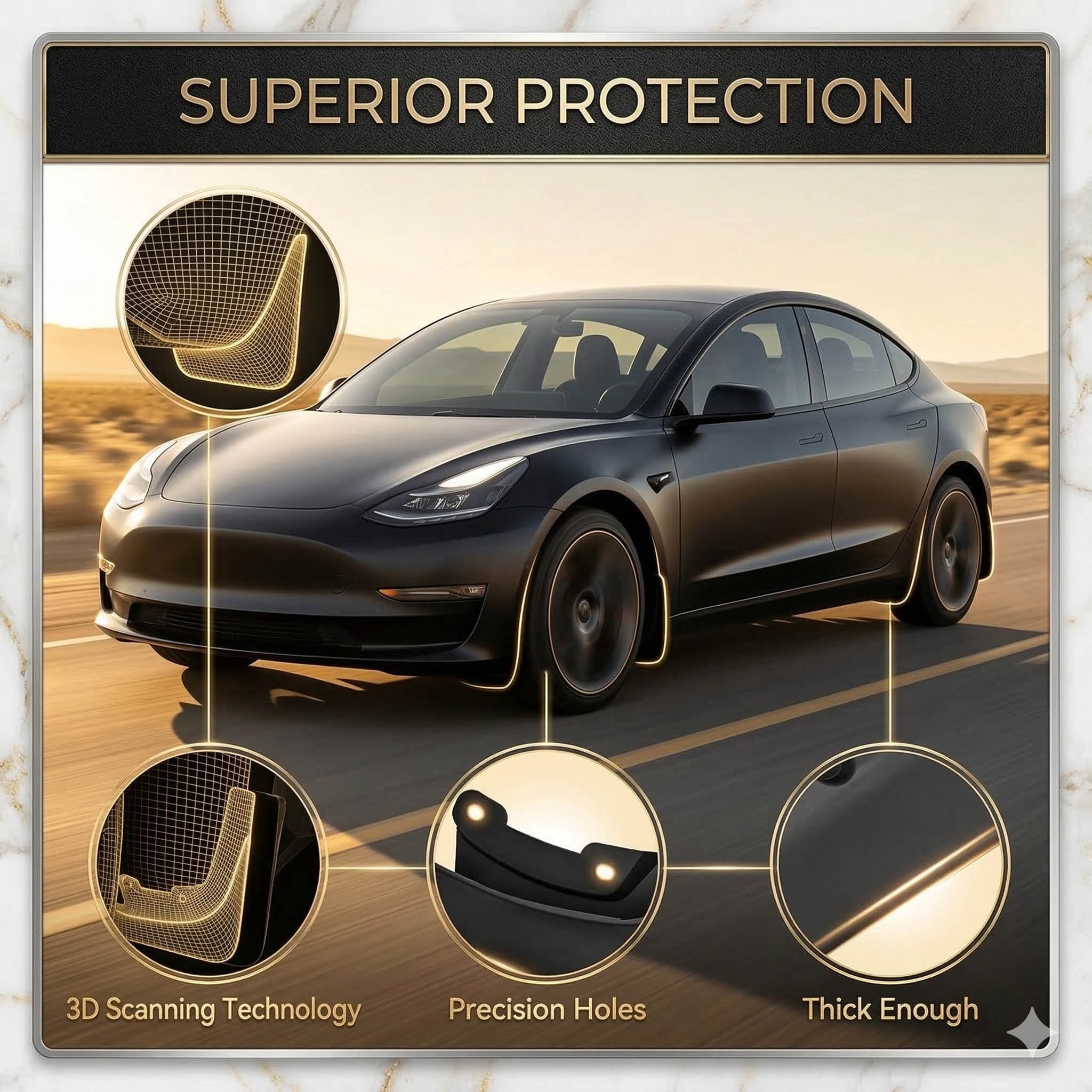 tesla model 3 mud flaps Model 3 Accessories All-Weather Mud Guard Body Kits for Model 3 2024-2026
