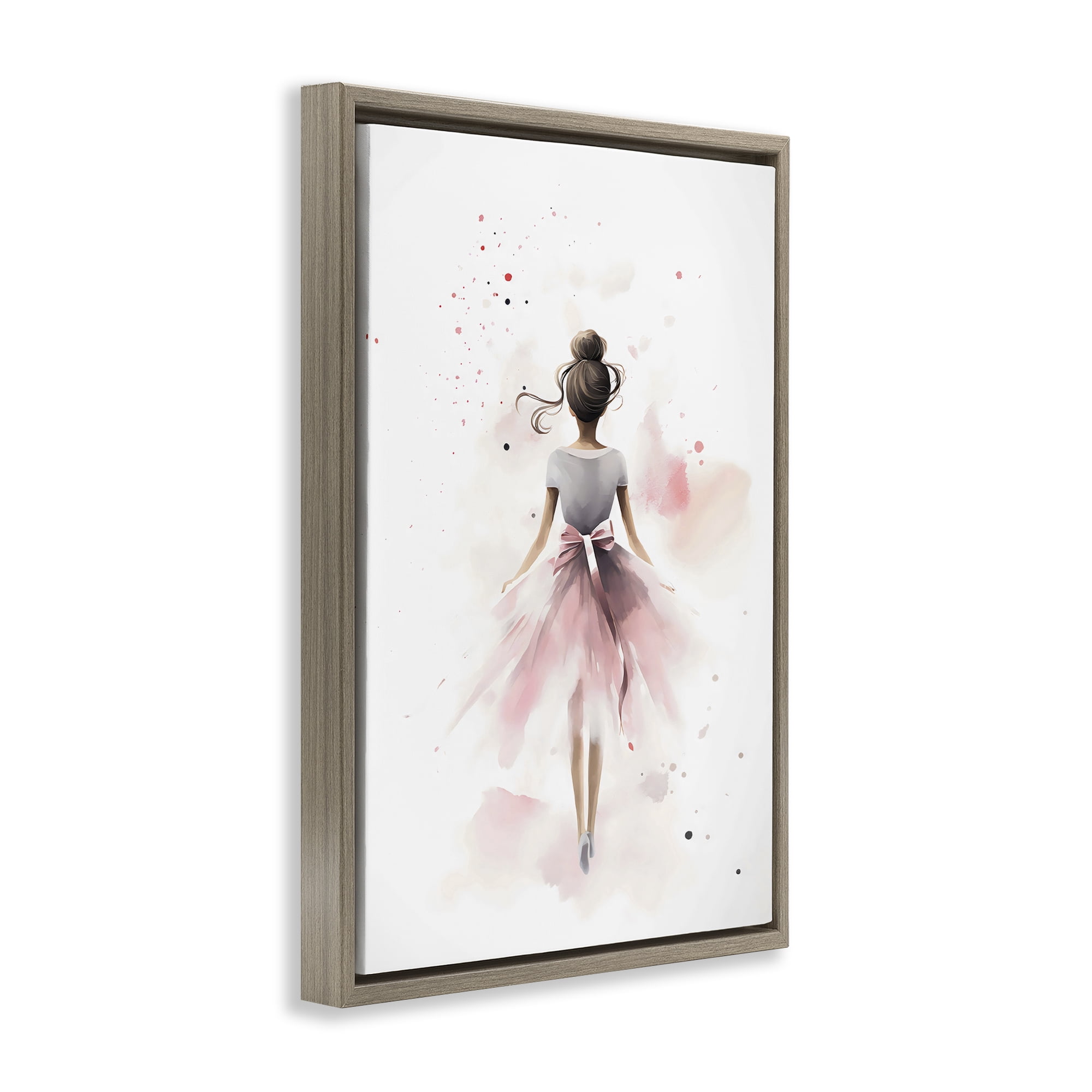 Stupell Industries Speckled Ballerina View Brown Framed Floater Canvas Wall Art, design by Creative Studio