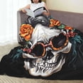 thumbnail image 6 of Salouo Flower Horn Skull A Print Bed Blankets,Flannel Blanket Comfortable Air Conditioning Blanket Lightweight Blanket for Sofa Bed Travel & Couch -80"x60", 6 of 8