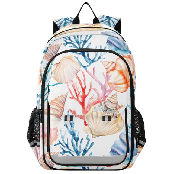 ALAZA Watercolor Seashell Coral Laptop Backpack Purse Travel Bag Casual School Bookbag Rucksack for Women Men
