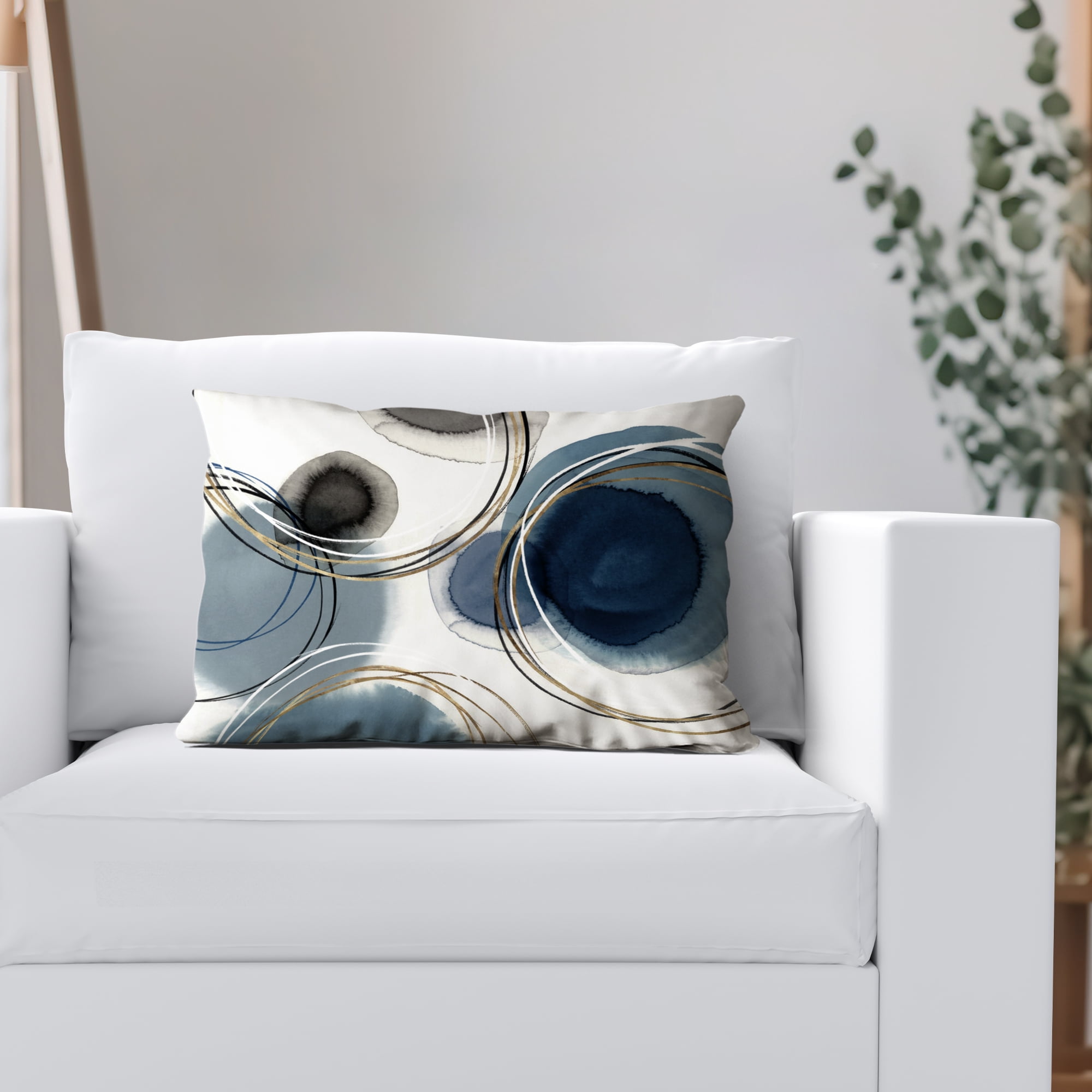 Americanflat 20"x14" Rectangular Abstract Throw Pillow with Premium Polyester - Blue and White