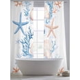 thumbnail image 5 of Summer Ocean Sheer Curtains 84 Inch Long 2 Panels, Orange Blue Coral Shell Starfish Coastal Light Filtering Rod Pocket Curtains, Sheer Voile Drapes for Living Room Bedroom, 52"x84", 5 of 8