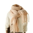 thumbnail image 2 of Women Fall Winter Scarf Elastic Thickened Solid Color Tassel Decor Warm Soft Cozy Wide And Long Neck Protection Unisex Shawl, 2 of 8