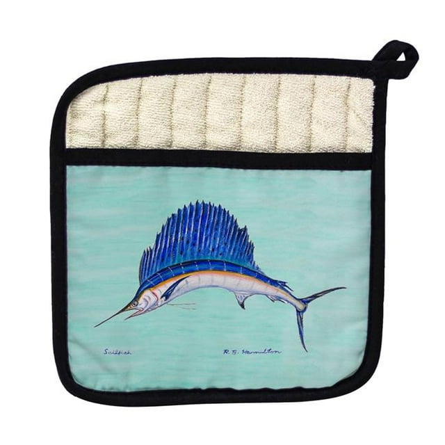 Betsy Drake PT006C Sailfish Teal Pot Holder