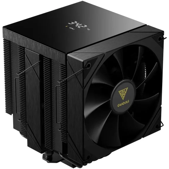 GAMDIAS BOREAS P2-62D AMD/Intel CPU Air Cooler,6 performance Copper Heat Pipes,Dual fans,CPU Temp &Fan RPM display Black