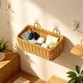 thumbnail image 5 of Imitation Rattan Woven Small Storage Baskets for Organizing, Wall Hanging Imitation Wicker Basket for over Toilet Storage Shelf, Home Decor, Living Room, 5 of 6